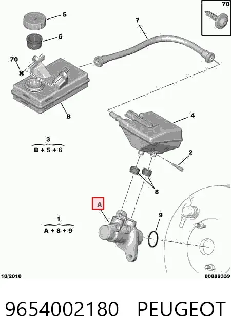 Головний гальмівний циліндр 9654002180 Peugeot/Citroen