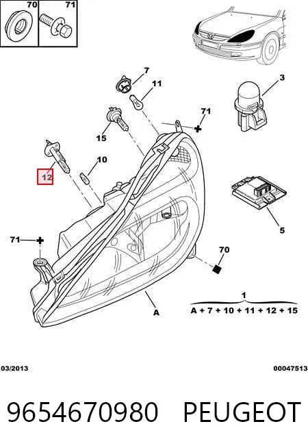 Фара ліва 9654670980 Peugeot/Citroen