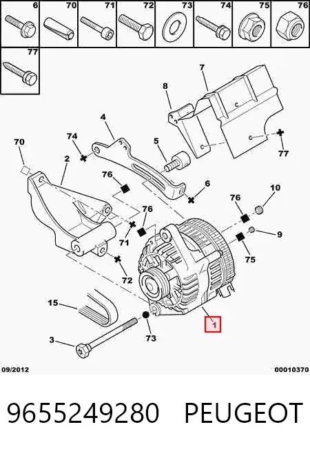Генератор 9655249280 Peugeot/Citroen