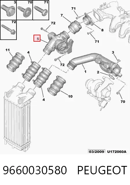 Клапан перемикання системи подачі повітря 9660030580 Peugeot/Citroen