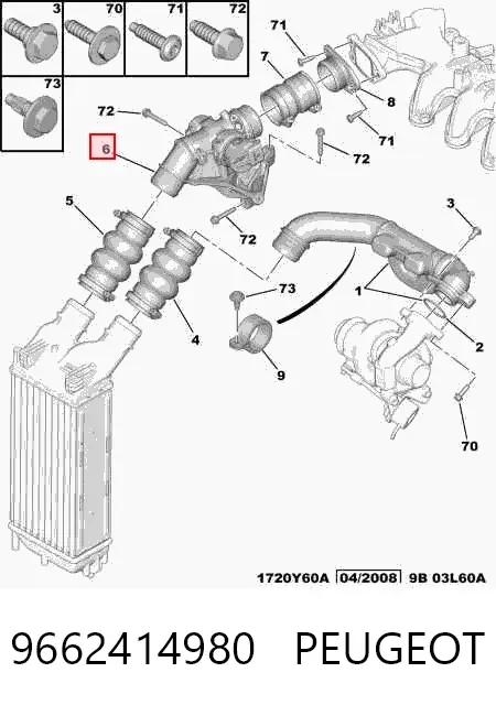 Клапан рециркуляції наддувного повітря турбіни 9662414980 Peugeot/Citroen