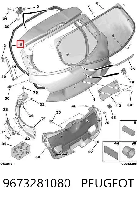 Ущільнювач задніх 3/5-й двері 9673281080 Peugeot/Citroen