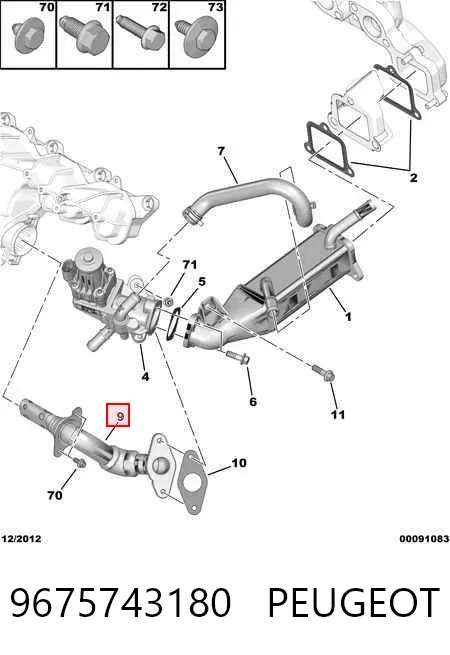 Патрубок системи рециркуляції ОГ EGR 9675743180 Peugeot/Citroen