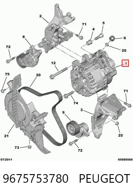Генератор 9675753780 Peugeot/Citroen