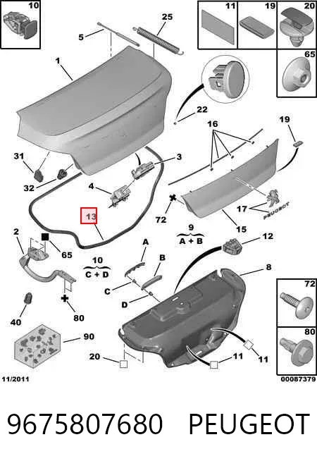 Ущільнювач кришки багажника 9675807680 Peugeot/Citroen