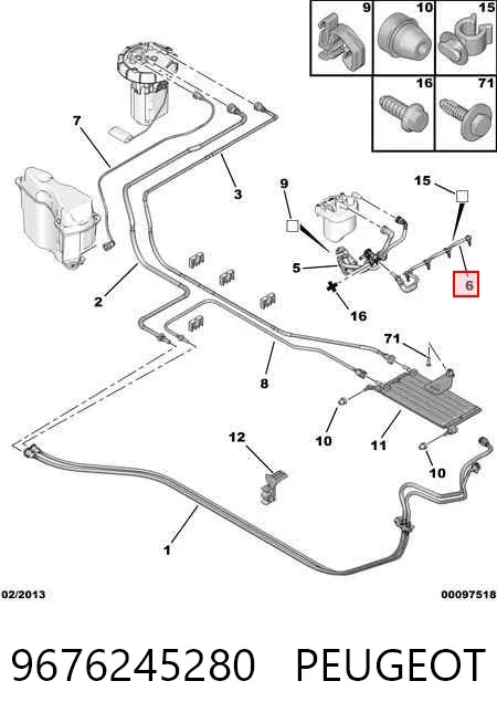 Трубка паливна, зворотня від форсунок 9676245280 Peugeot/Citroen