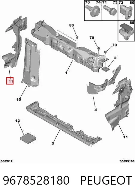 Повітропровід (дефлектор) радіатора, лівий 9678528180 Peugeot/Citroen