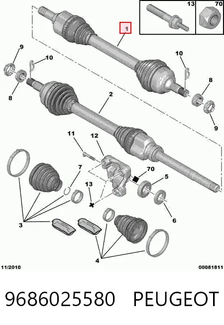Ліва піввісь 9686025580 Peugeot/Citroen