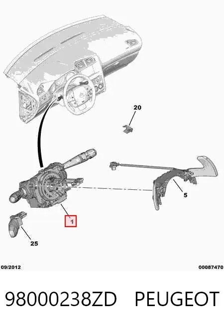 Підрульовий перемикач 98000238ZD Peugeot/Citroen