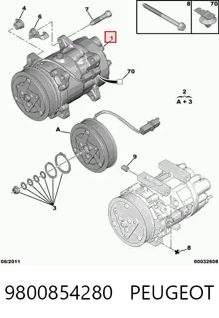 Компресор кондиціонера 9800854280 Peugeot/Citroen