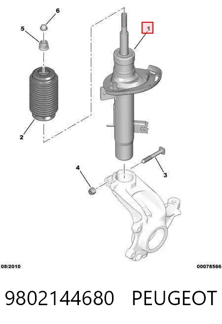Амортизатор передній, правий 9802144680 Peugeot/Citroen
