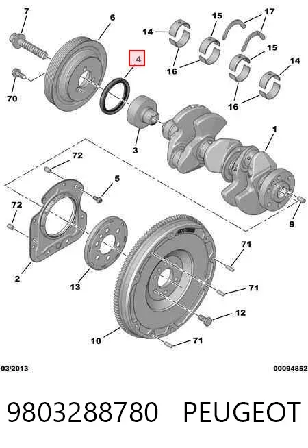 Сальник коленвалу 9803288780 Peugeot/Citroen