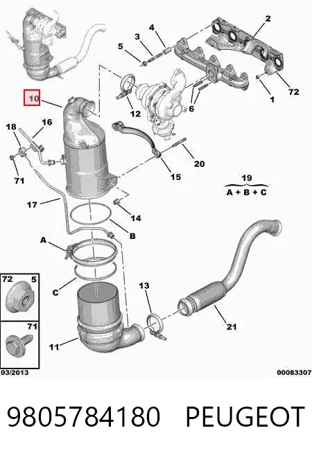 Каталізатор 9805784180 Peugeot/Citroen