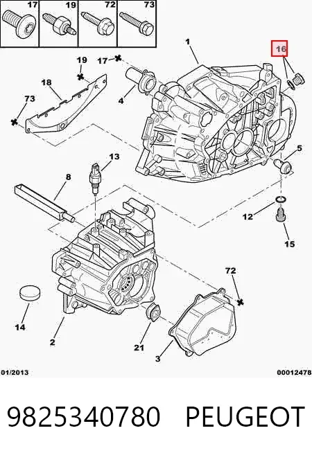 Пробка піддона АКПП 9825340780 Peugeot/Citroen