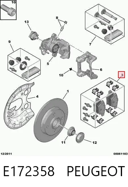 Задні гальмівні колодки E172358 Peugeot/Citroen
