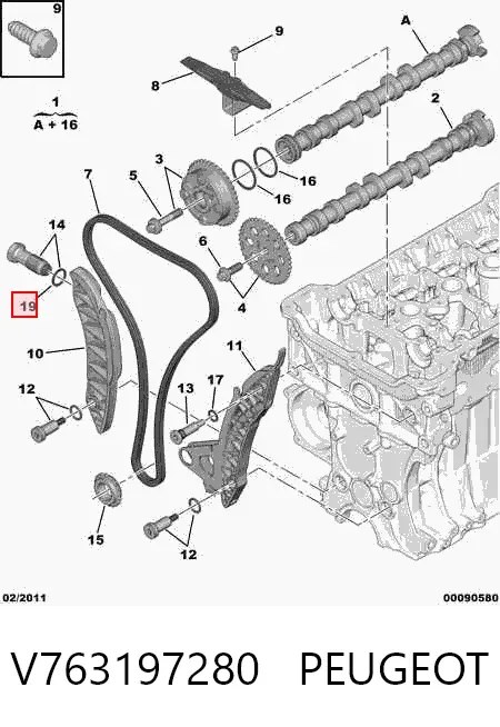 Прокладка натягувача ланцюга ГРМ V763197280 Peugeot/Citroen