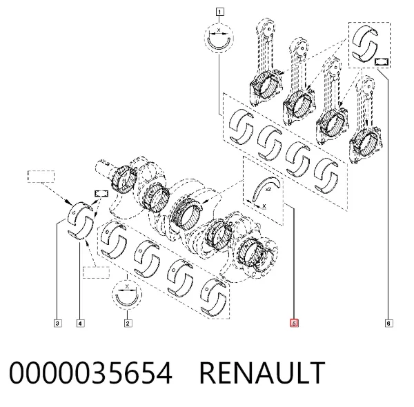 Півкільце підпірне (розбігу) колінвала, STD, комплект 0000035654 Renault (RVI)