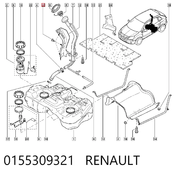 Пістон (кліп) кріплення підкрилки переднього крила 0155309321 Renault (RVI)
