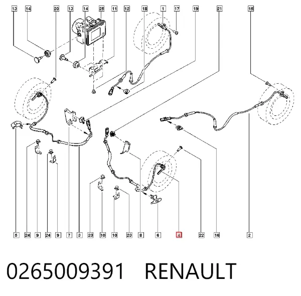 Датчик АБС передній 0265009391 Renault (RVI)