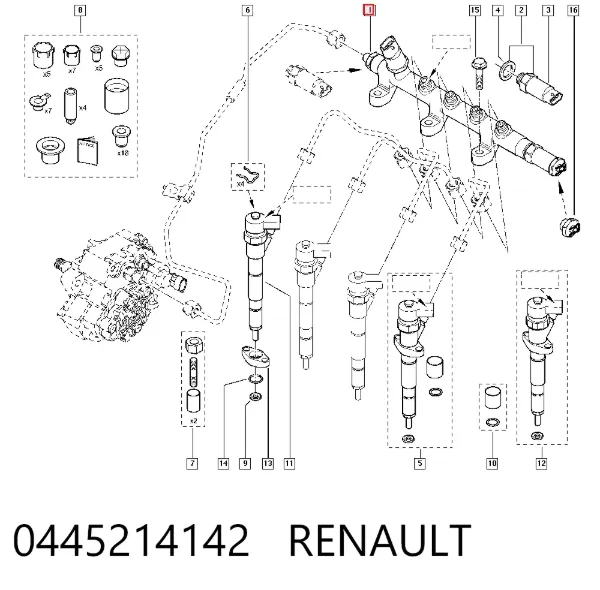 Розподільник палива 0445214142 Renault (RVI)