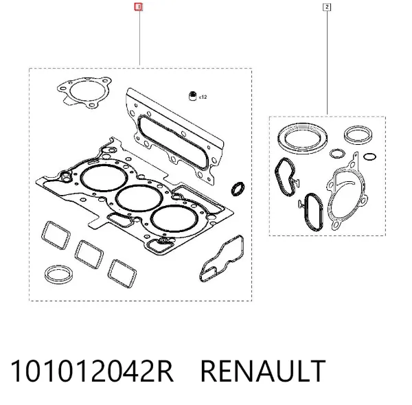 Комплект прокладок двигуна, верхній 101012042R Renault (RVI)