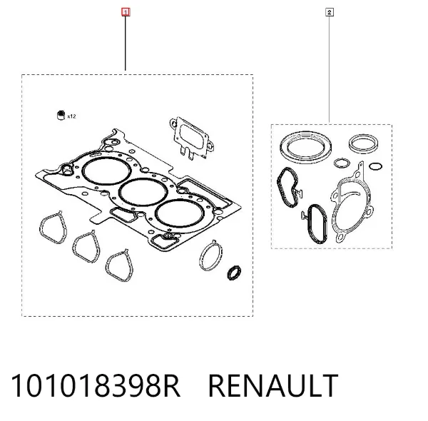 Комплект прокладок двигуна, верхній 101018398R Renault (RVI)