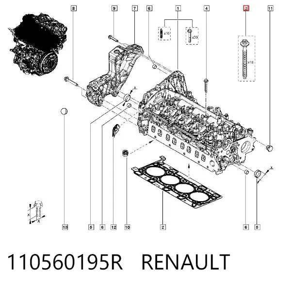 Болт ГБЦ 110560195R Renault (RVI)