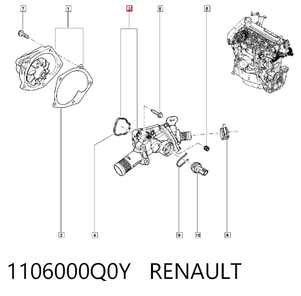 Корпус термостата 1106000Q0Y Renault (RVI)