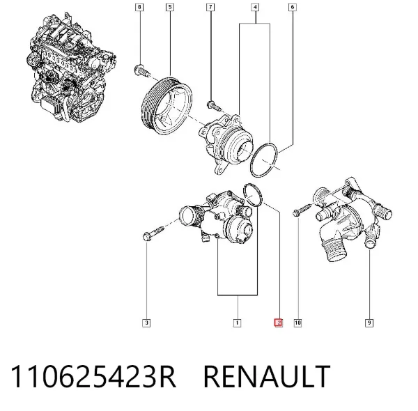 Прокладка корпусу термостата 110625423R Renault (RVI)