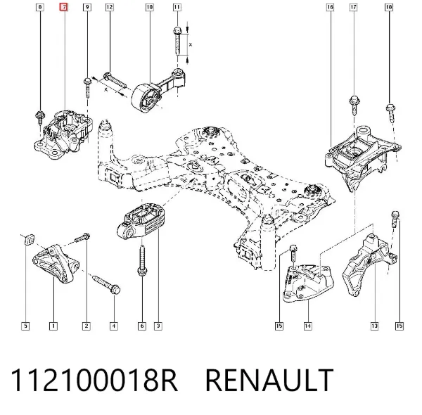 Подушка (опора) двигуна, права нижня 112100018R Renault (RVI)