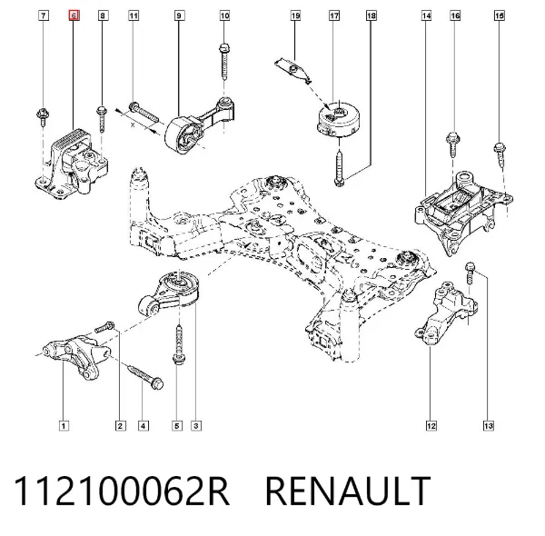 Подушка (опора) двигуна, права 112100062R Renault (RVI)