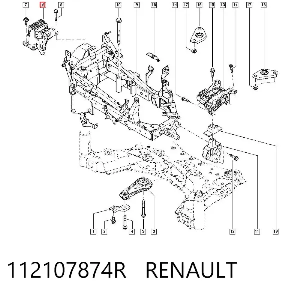 Подушка (опора) двигуна, права 112107874R Renault (RVI)
