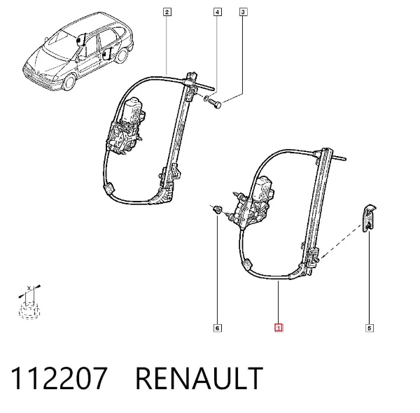 Механізм склопідіймача двері задньої, лівої 112207 Renault (RVI)