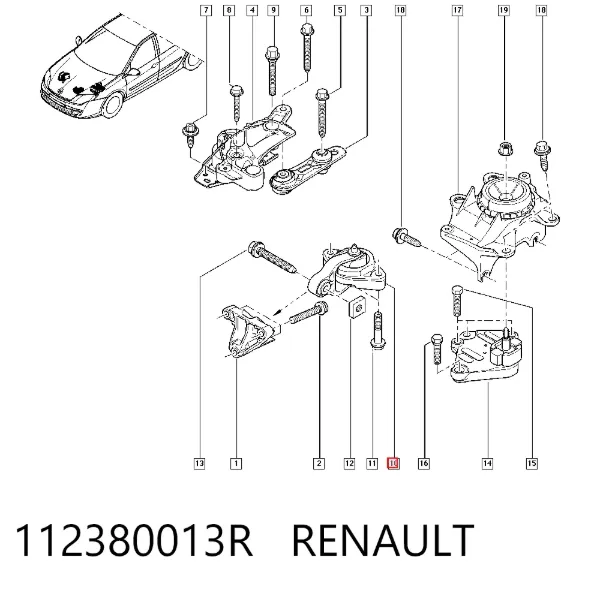 Подушка (опора) двигуна, нижня 112380013R Renault (RVI)