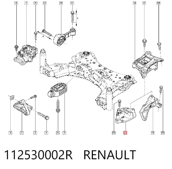 Кронштейн подушки (опори) двигуна, лівої 112530002R Renault (RVI)