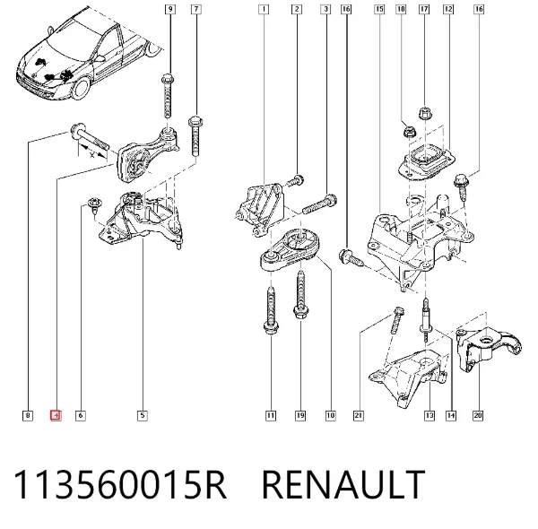 Подушка (опора) двигуна, права верхня 113560015R Renault (RVI)