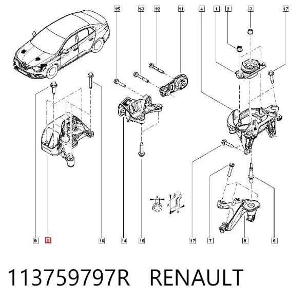 Подушка (опора) двигуна, права передня 113759797R Renault (RVI)