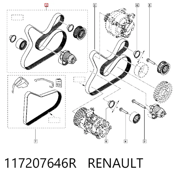 Ремінь приводний, агрегатів, комплект 117207646R Renault (RVI)