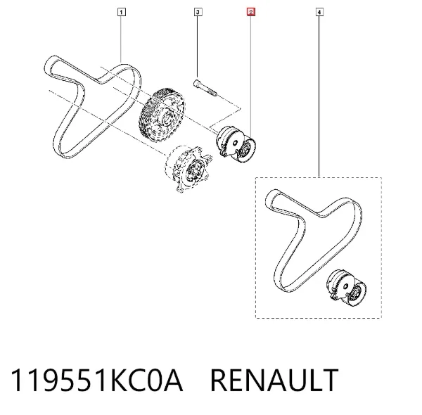Натягувач приводного ременя 119551KC0A Renault (RVI)