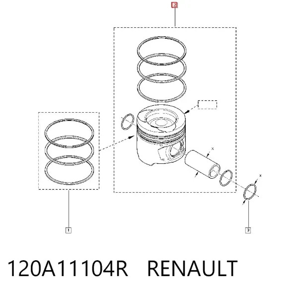 Поршень в комплекті на 1 циліндр, STD 120A11104R Renault (RVI)