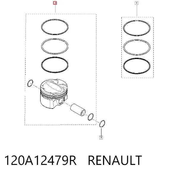 Поршень (комплект на мотор), STD 120A12479R Renault (RVI)