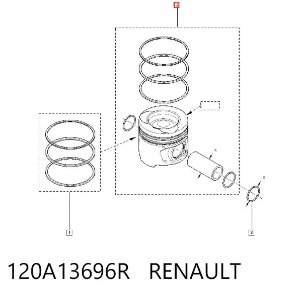Поршень в комплекті на 1 циліндр, STD 120A13696R Renault (RVI)