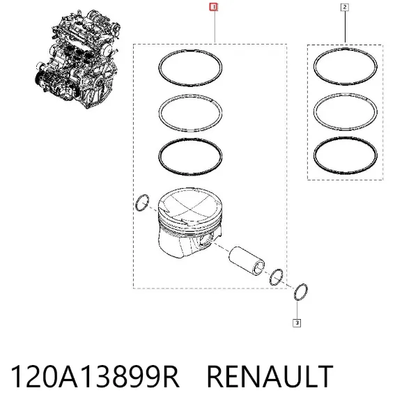 Поршень в комплекті на 1 циліндр, STD 120A13899R Renault (RVI)