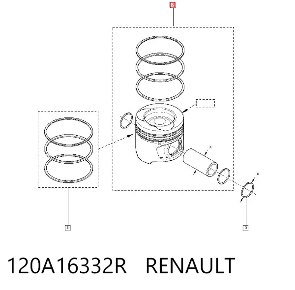 Поршень в комплекті на 1 циліндр, STD 120A16332R Renault (RVI)