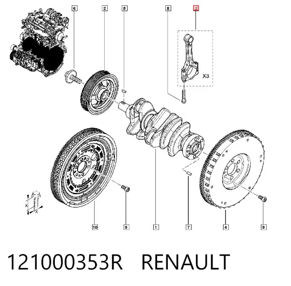 Шатун поршня двигуна 121000353R Renault (RVI)
