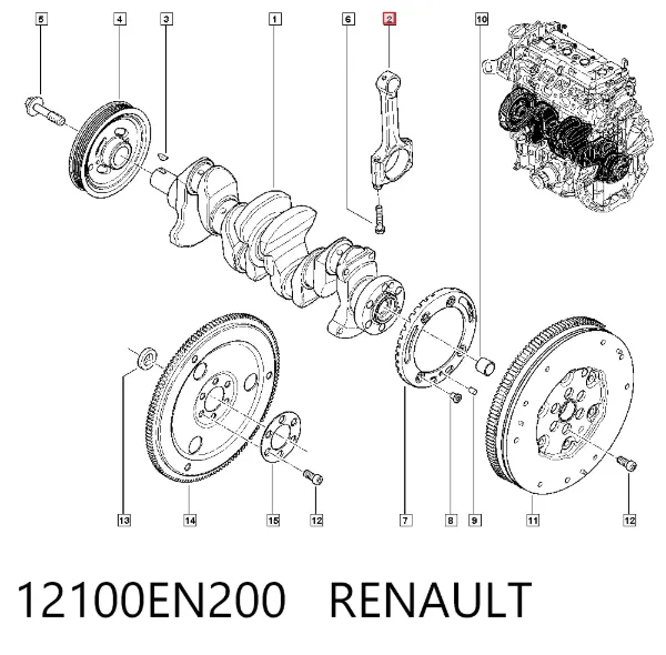 Шатун поршня двигуна 12100EN200 Renault (RVI)