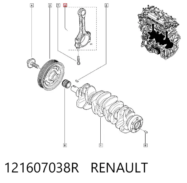 Шатун поршня двигуна 121607038R Renault (RVI)