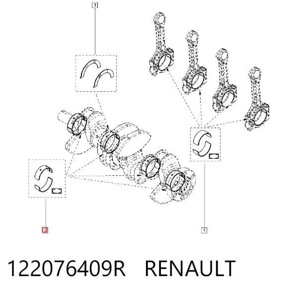 Вкладиші колінвала, корінні, комплект, стандарт (STD) 122076409R Renault (RVI)