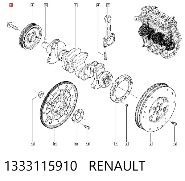 Болт колінвалу 1333115910 Renault (RVI)