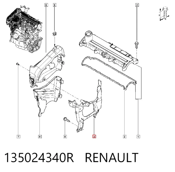 Захист ременя ГРМ, внутрішній 135024340R Renault (RVI)